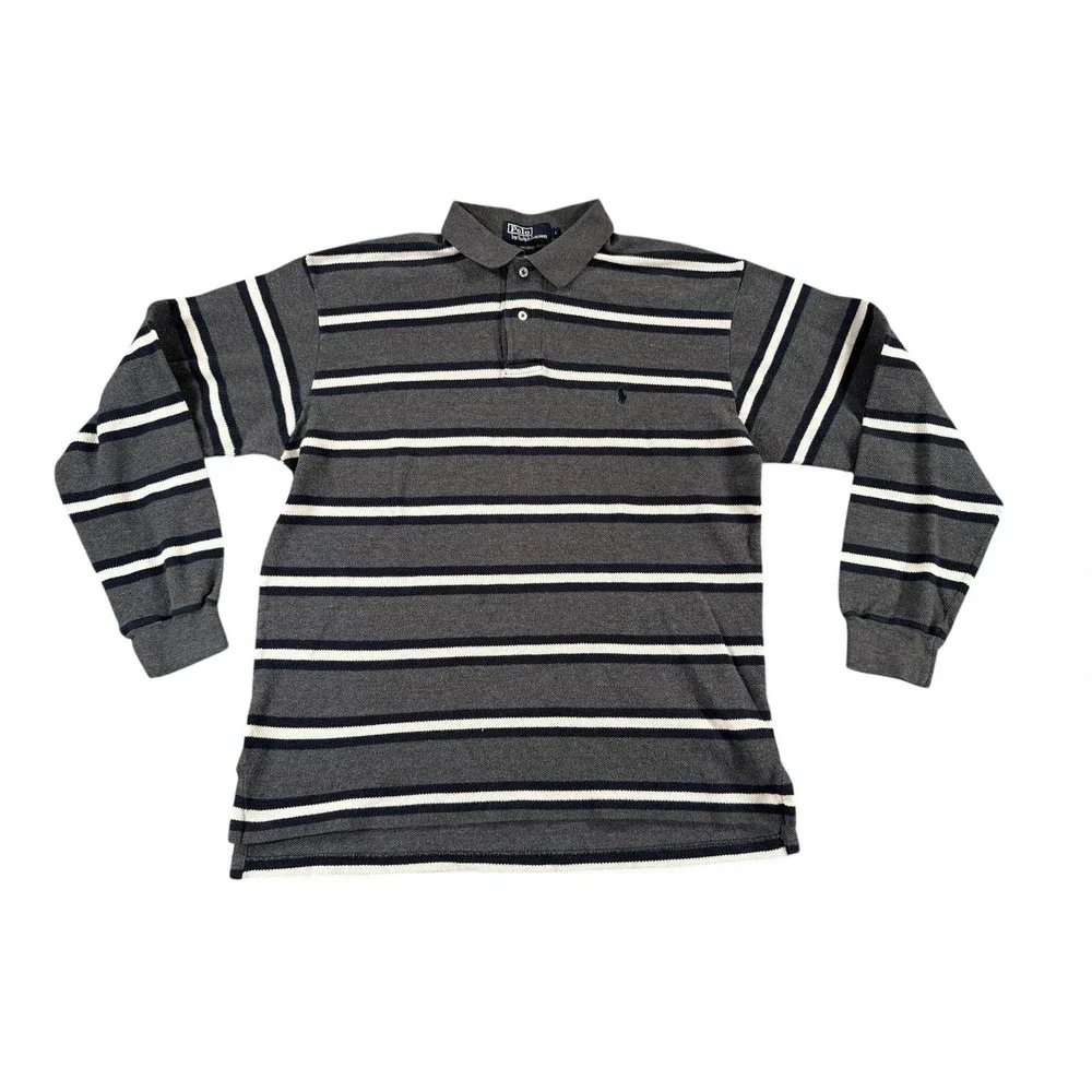 Vintage‎ Polo Ralph Lauren Shirt Mens Large Sweatshirt Stripe Color Pony Rugby